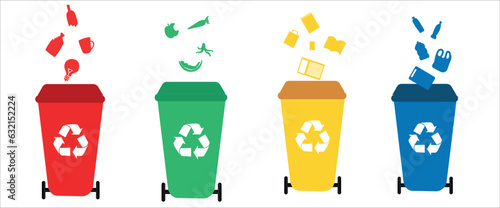 Recycle bin vector illustration. Colorful recycle bin
