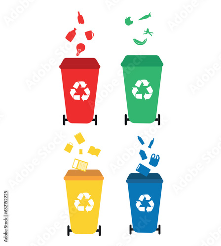 Recycle bin vector illustration. Colorful recycle bin