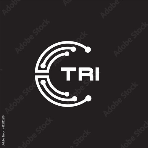 TRI letter technology logo design on black background. TRI creative initials letter IT logo concept. TRI setting shape design
