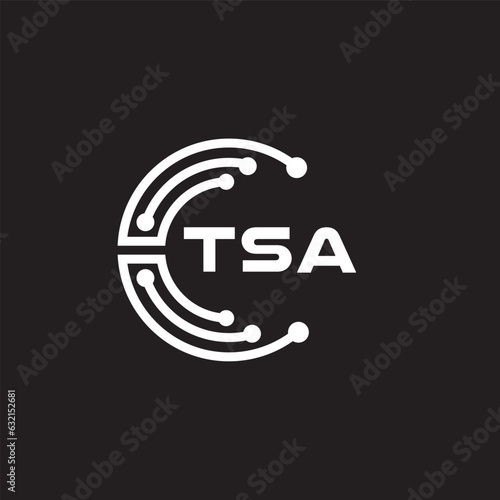 TSA letter technology logo design on black background. TSA creative initials letter IT logo concept. TSA setting shape design
