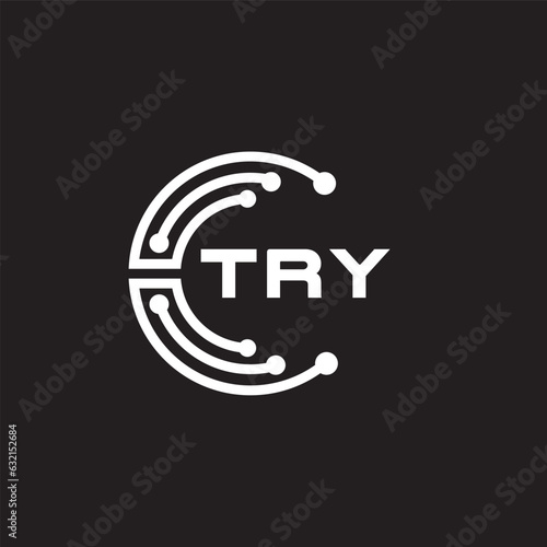 TRY letter technology logo design on black background. TRY creative initials letter IT logo concept. TRY setting shape design
