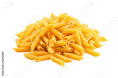Penne rigate pasta isolated on transparent background. PNG file, cut out