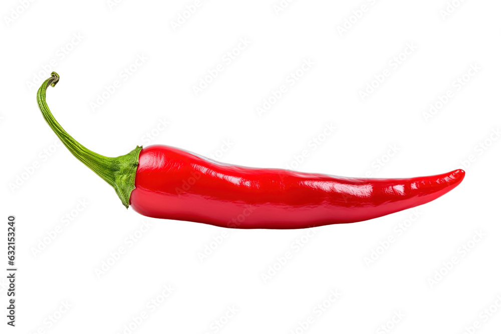 Red hot chili pepper isolated on transparent background. PNG file, cut out