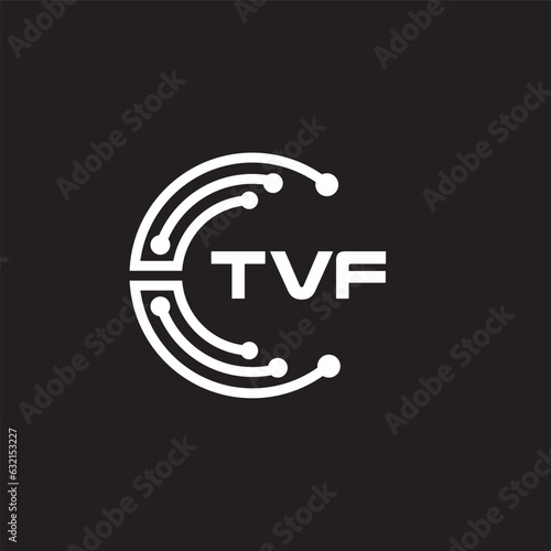 TVF letter technology logo design on black background. TVF creative initials letter IT logo concept. TVF setting shape design
 photo