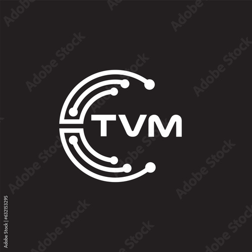 TVM letter technology logo design on black background. TVM creative initials letter IT logo concept. TVM setting shape design
 photo