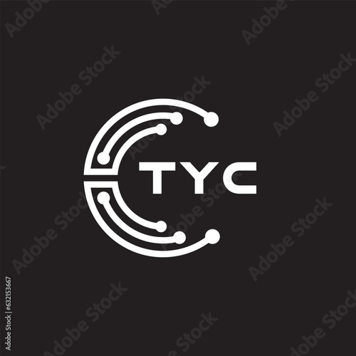 TYC letter technology logo design on black background. TYC creative initials letter IT logo concept. TYC setting shape design
