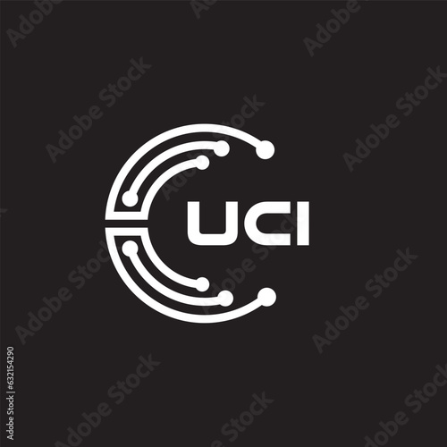 UCI letter technology logo design on black background. UCI creative initials letter IT logo concept. UCI setting shape design
 photo