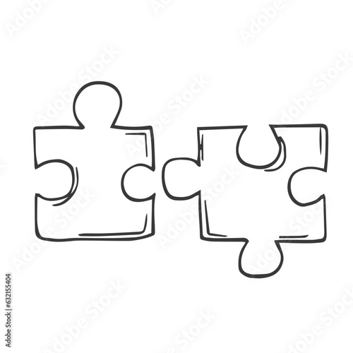 Puzzle hand drawn outline doodle icon. Piece of puzzle vector sketch illustration for print, web, mobile and infographics isolated on white background.