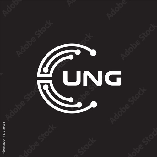 UNGletter technology logo design on black background. UNGcreative initials letter IT logo concept. UNGsetting shape design 