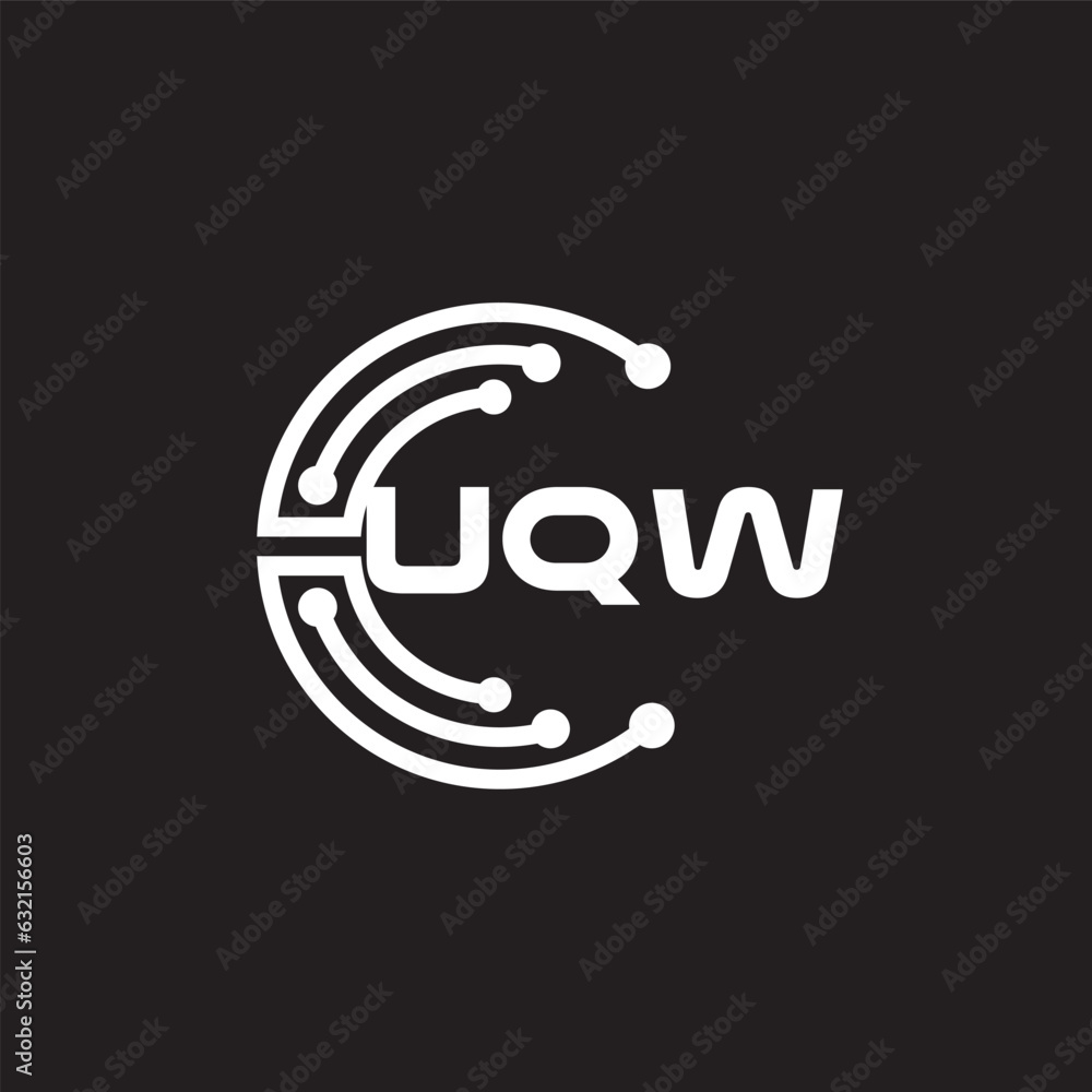 Obraz premium UQWletter technology logo design on black background. UQWcreative initials letter IT logo concept. UQWsetting shape design