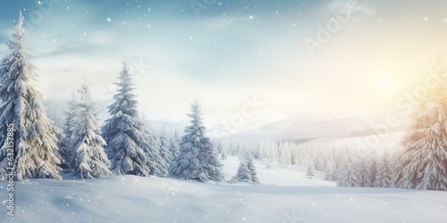 AI Generated. AI Generative. Merry christmas xmas new year winter holiday forest landscape. Graphic Art © AkimD
