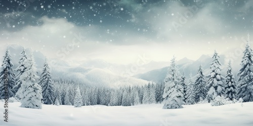 Wallpaper Mural AI Generated. AI Generative. Merry christmas xmas new year winter holiday forest landscape. Graphic Art Torontodigital.ca