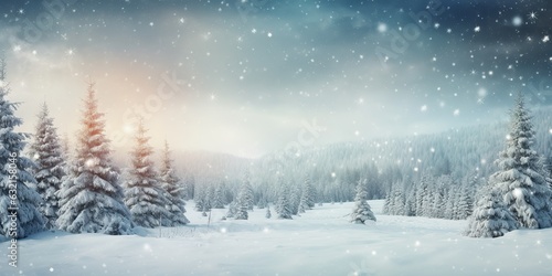 AI Generated. AI Generative. Merry christmas xmas new year winter holiday forest landscape. Graphic Art