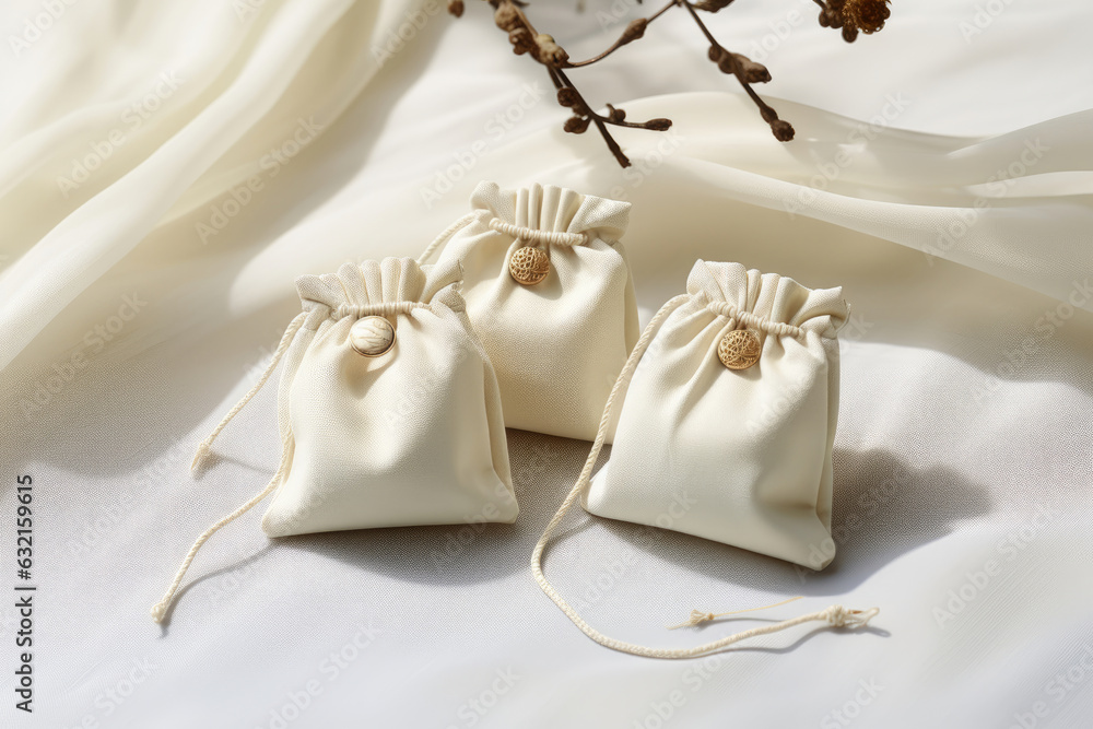 White Silk Fabric Bags with Laces for Jewelry White Silk Fabric Bags with Laces for Jewelry