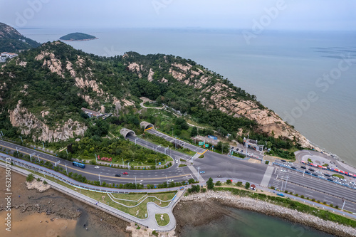 Aerospace Lianyungang City Coastline landscape panoramic view photo