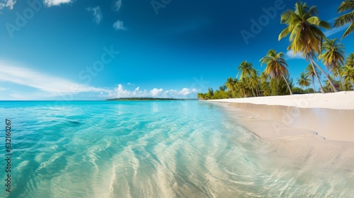 Tropical paradise beach. Beautiful illustration picture. Generative AI