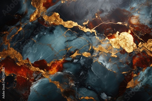 Black Blue Marble with Gold Veins