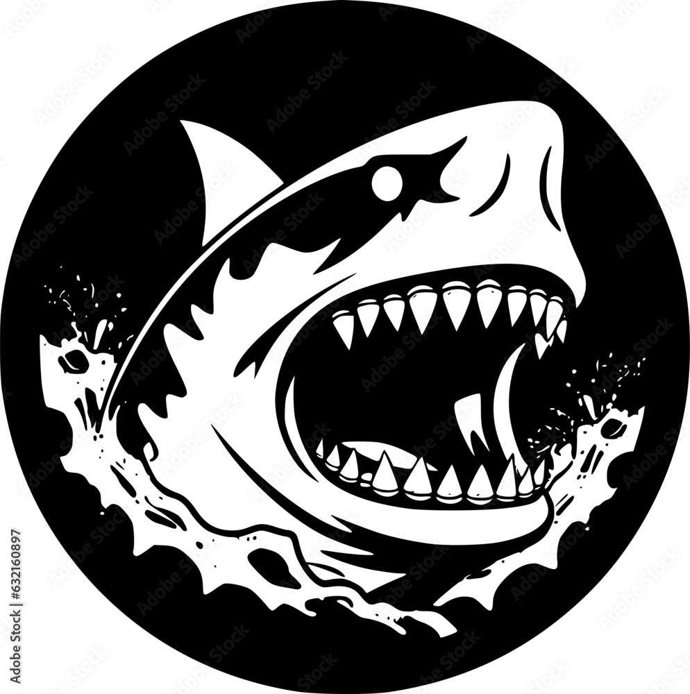 Shark - Black and White Isolated Icon - Vector illustration Shark - Black and White Isolated Icon - Vector illustration