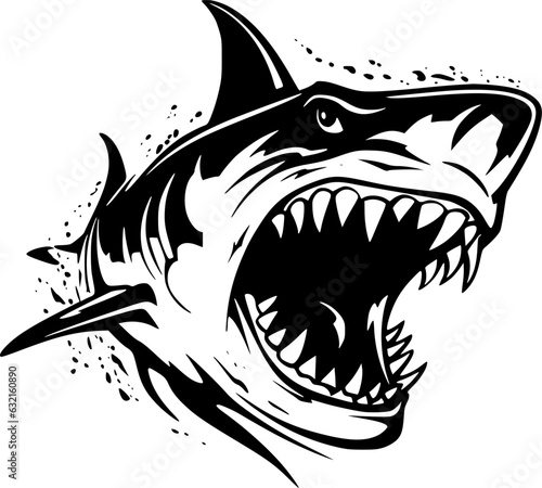 Shark - Black and White Isolated Icon - Vector illustration