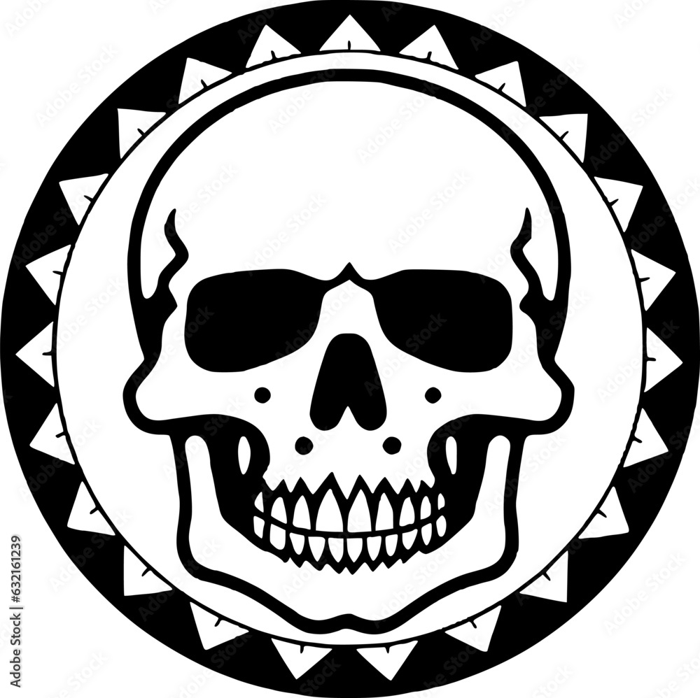 Fototapeta premium Skull - Black and White Isolated Icon - Vector illustration