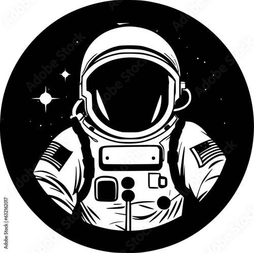 Astronaut - Black and White Isolated Icon - Vector illustration