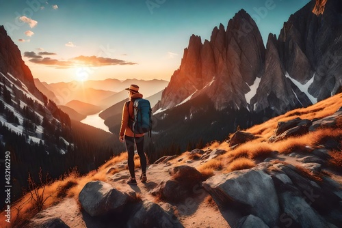 hiker in the top of mountains generated by AI tool