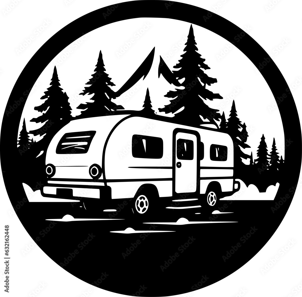 Obraz premium Camping - Black and White Isolated Icon - Vector illustration
