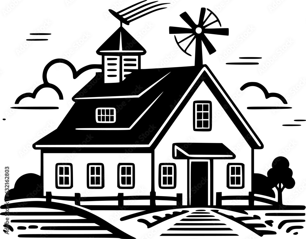 Farmhouse - Minimalist and Flat Logo - Vector illustration Farmhouse - Minimalist and Flat Logo - Vector illustration