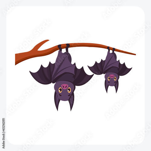 Bats hanging upside down from a tree icon

