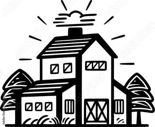 Farmhouse - Minimalist and Flat Logo - Vector illustration