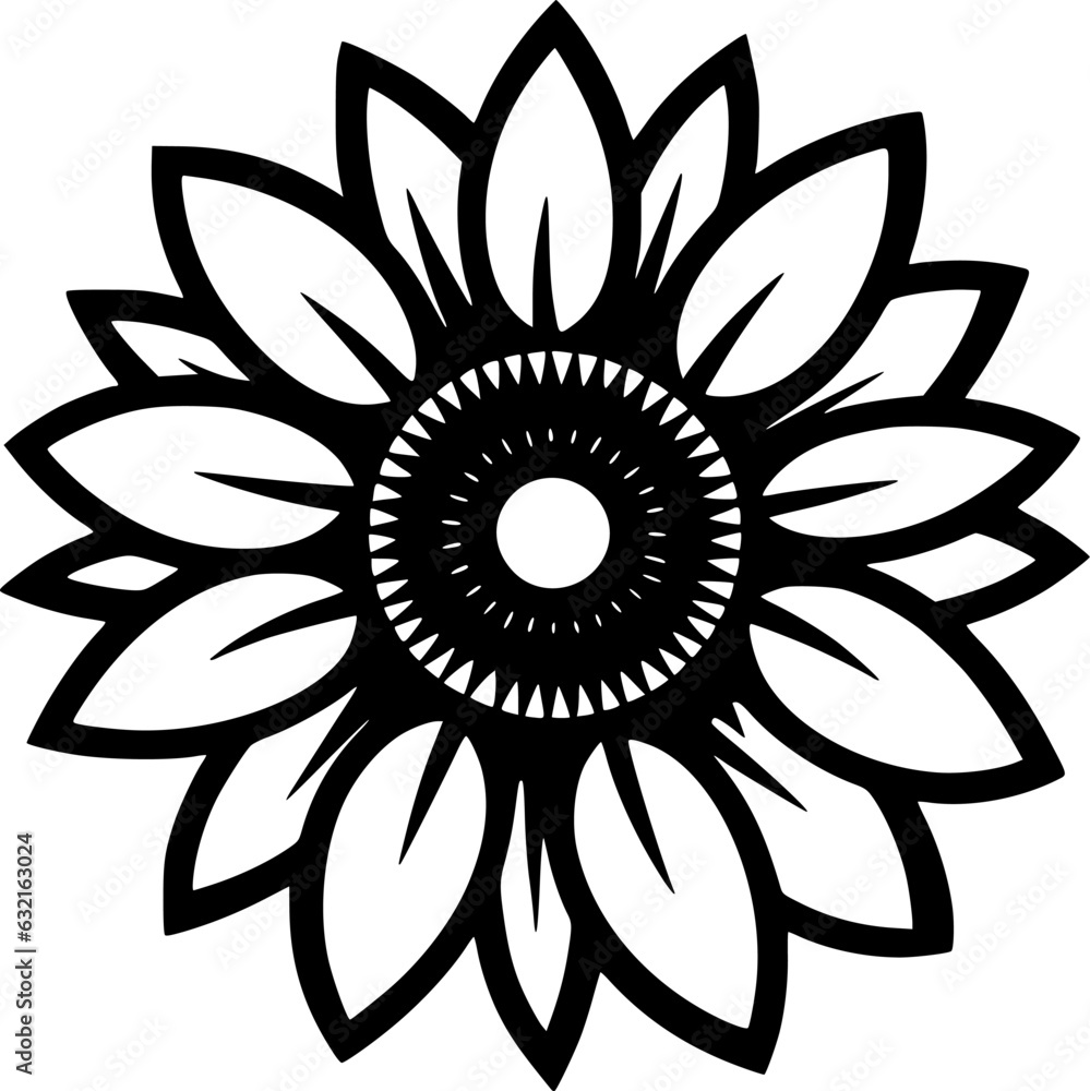 Flower - Black and White Isolated Icon - Vector illustration Flower - Black and White Isolated Icon - Vector illustration