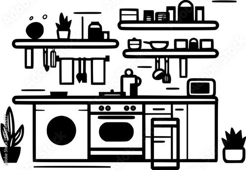 Kitchen | Minimalist and Simple Silhouette - Vector illustration