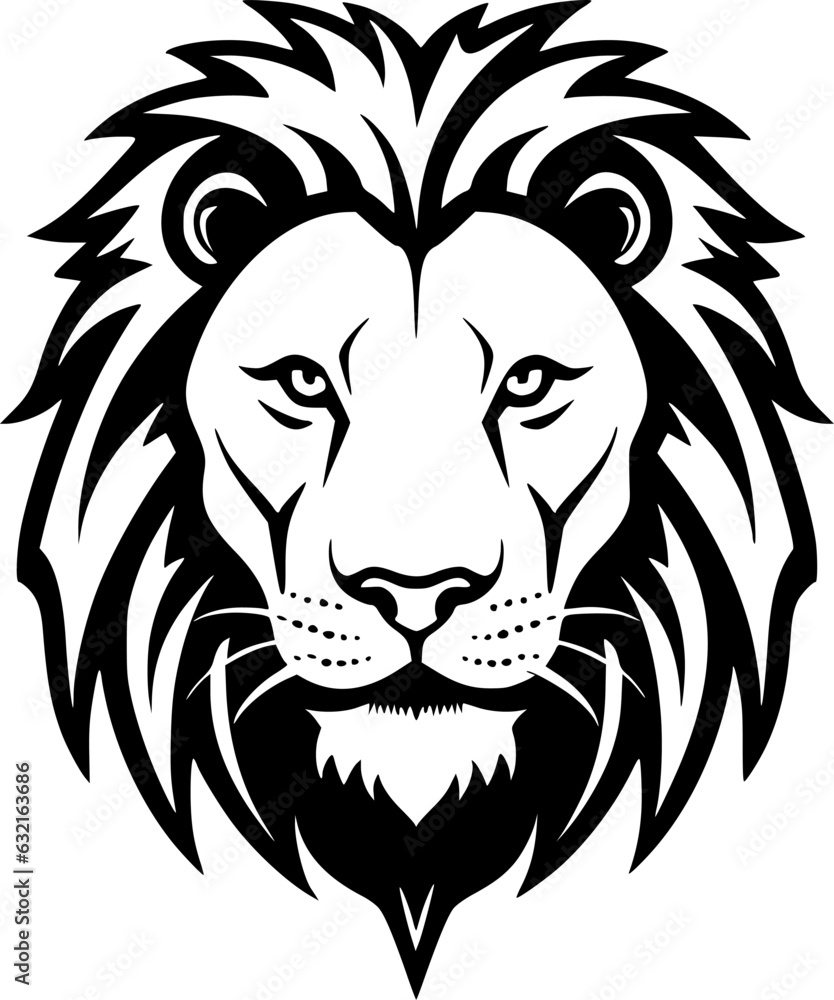 Lion | Black and White Vector illustration