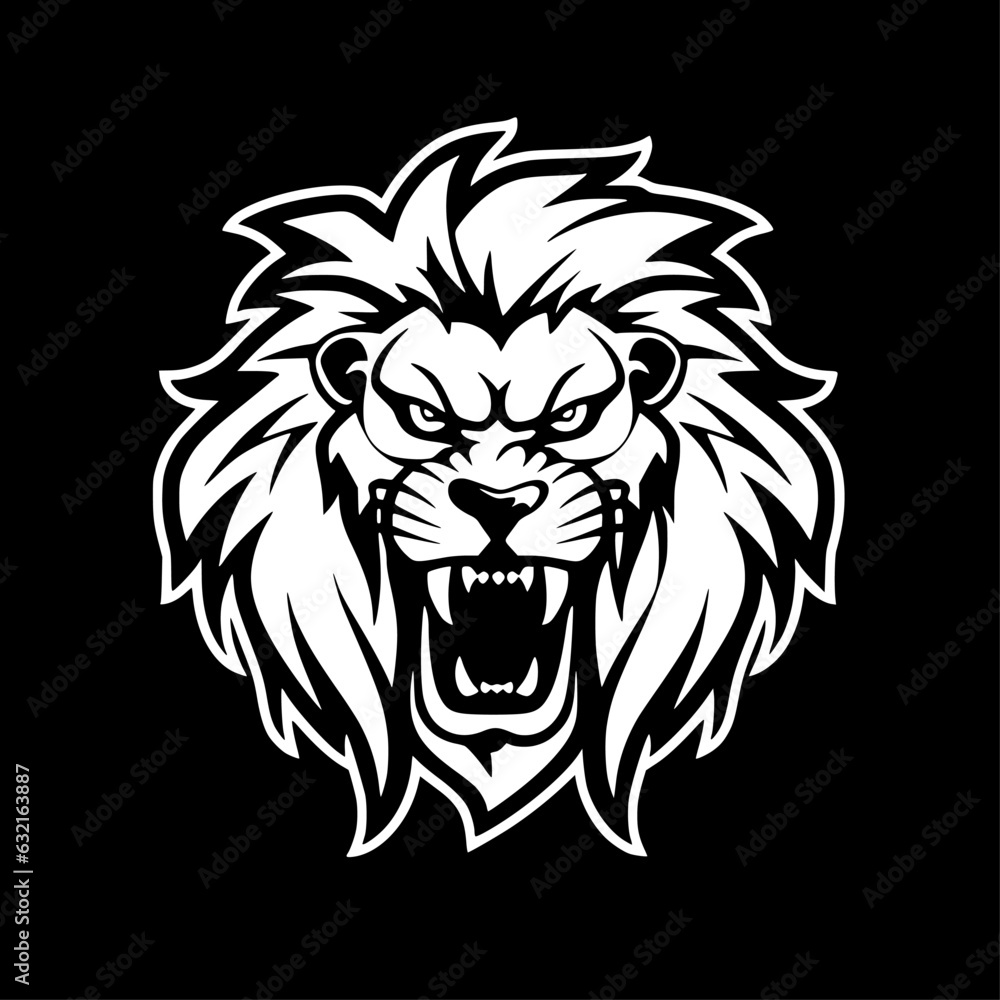 Fototapeta premium Lion - Black and White Isolated Icon - Vector illustration