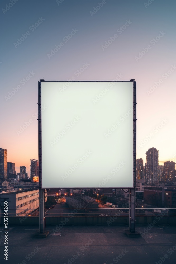 Imposing billboard frame in the city. Beautiful illustration picture. Generative AI Imposing billboard frame in the city. Beautiful illustration picture. Generative AI