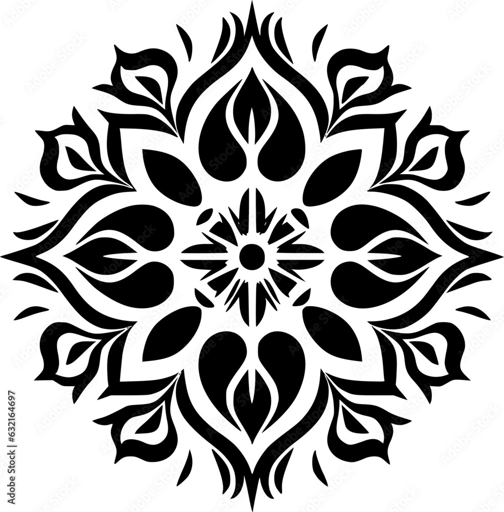 Fototapeta premium Mandala - Black and White Isolated Icon - Vector illustration