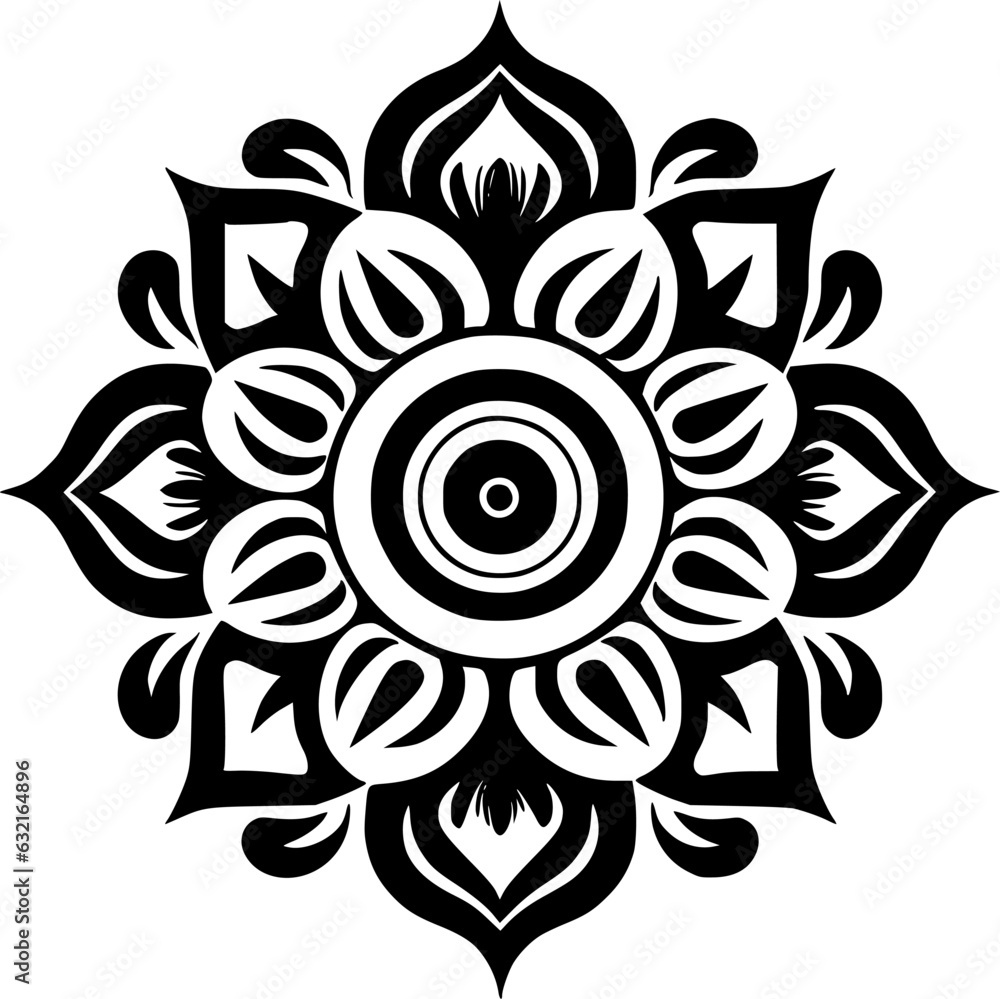 Mandala - Black and White Isolated Icon - Vector illustration Mandala - Black and White Isolated Icon - Vector illustration