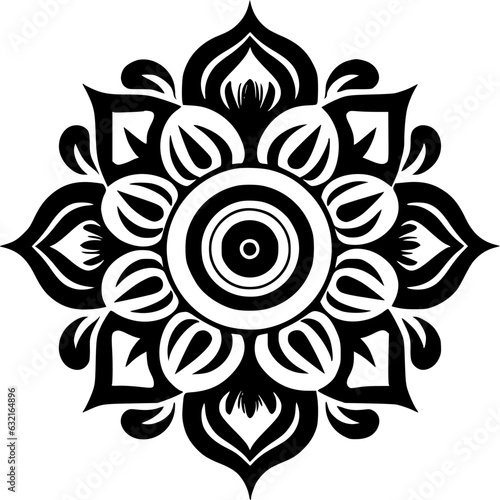 Mandala - Black and White Isolated Icon - Vector illustration