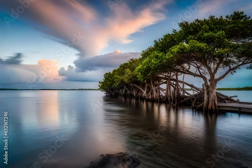 sunset over the river