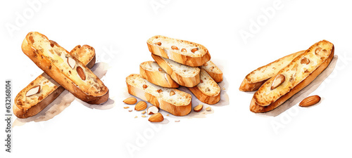 background almond biscotti watercolor