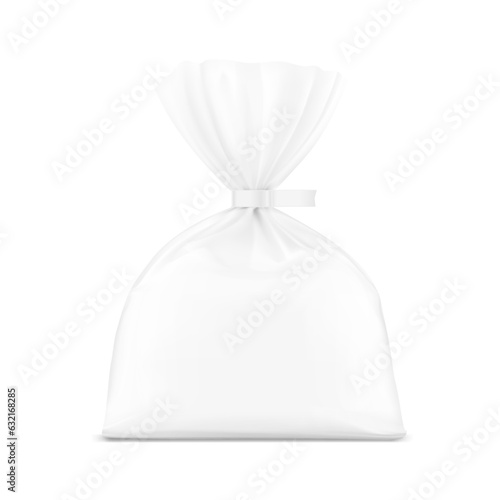 Bag mockup with clip band. Vector illustration isolated on white and transparent background. Mockup will make the presentation look as realistic as possible. EPS10.	