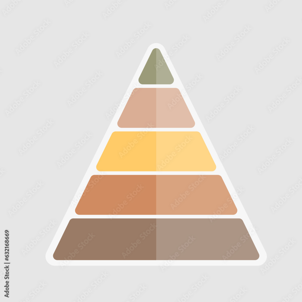 pastel pyramid chart 5 parts vector icon. Infographic business chart.