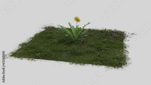 Moscow, Russia - March 11 2023: Grass and flower, CG