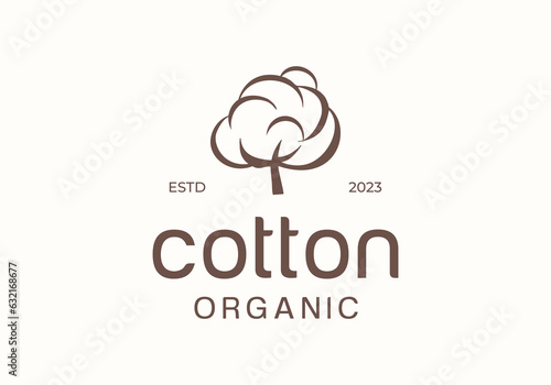cotton flower silhouette logo design illustration