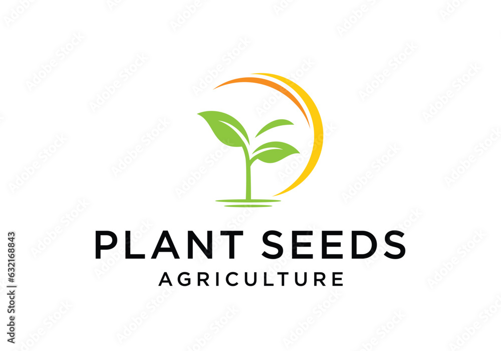 Fototapeta premium Organic plant seed logo design template