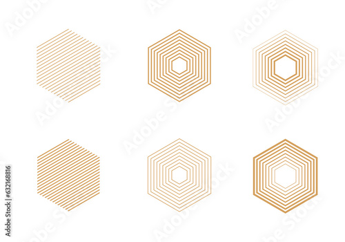geometric hexagon stripes line memphis decorative element