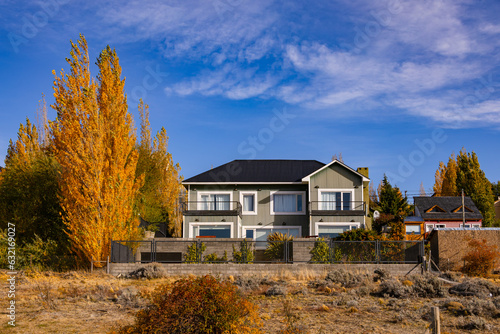 A typical colorful single building in the village of El Calafate in southern Argentina, Patagonia, South America photo