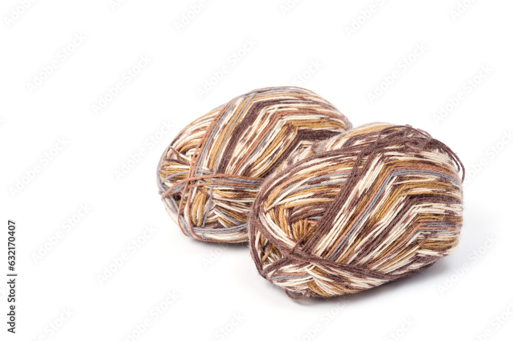 Colored natural wool yarn for knitting or crocheting. Hobbies for people of all ages.