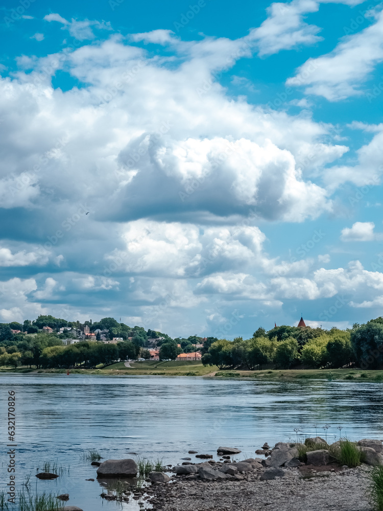 Kaunas, Lithuania - 07 26 2023: General view of the city area in Kaunas