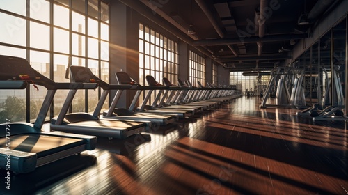 a photo of a interior of a modern fitness center gym club with a workout room
